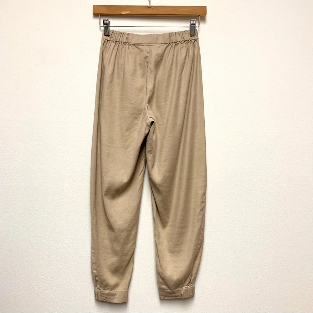 Aritzia Babaton Linen Blend Dexter Jogger Pants‎ XXS Cropped Ankle Pull On Beige